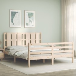Cadre de lit sans matelas bois massif 
