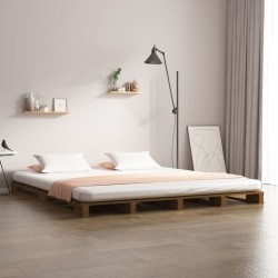 Lit de palette sans matelas marron miel 120x200 cm bois massif 