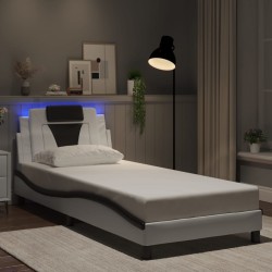 Cadre de lit avec LED sans matelas blanc et noir 90x200 cm 