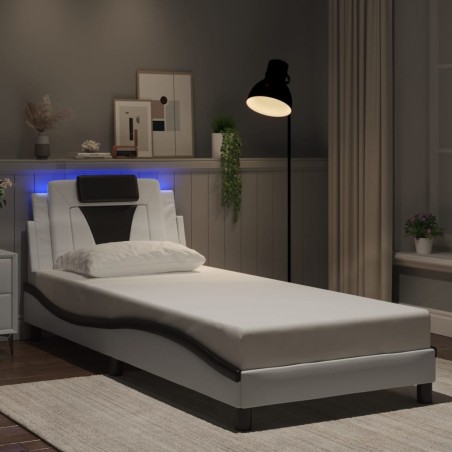 Cadre de lit avec LED sans matelas blanc et noir 90x200 cm 