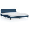 Cadre de lit avec tête de lit sans matelas bleu 180x200cm tissu 