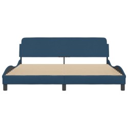Cadre de lit avec tête de lit sans matelas bleu 180x200cm tissu 