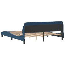Cadre de lit avec tête de lit sans matelas bleu 180x200cm tissu 