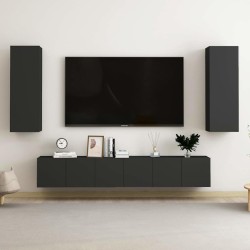 Ensemble de meubles TV 5 pcs Noir Bois d'ingénierie 