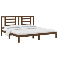 Cadre de lit sans matelas marron miel 200x200cm bois pin massif 