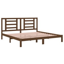 Cadre de lit sans matelas marron miel 200x200cm bois pin massif 
