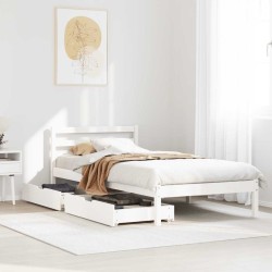 Cadre de lit sans matelas blanc 75x190 cm bois de pin massif 