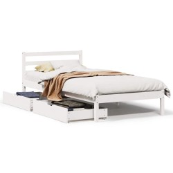 Cadre de lit sans matelas blanc 75x190 cm bois de pin massif 