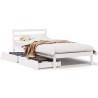 Cadre de lit sans matelas blanc 75x190 cm bois de pin massif 