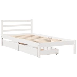 Cadre de lit sans matelas blanc 75x190 cm bois de pin massif 