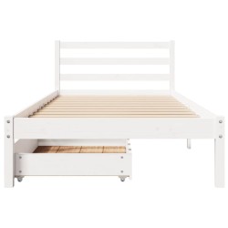 Cadre de lit sans matelas blanc 75x190 cm bois de pin massif 