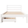 Cadre de lit sans matelas blanc 75x190 cm bois de pin massif 