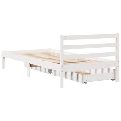 Cadre de lit sans matelas blanc 75x190 cm bois de pin massif 