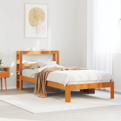 Cadre de lit sans matelas cire marron 100x200cm bois pin massif 