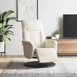 Fauteuil inclinable avec repose-pied crème velours 