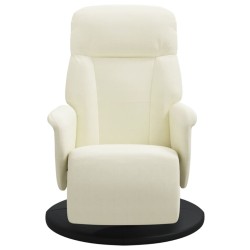 Fauteuil inclinable avec repose-pied crème velours 