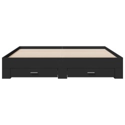 Cadre de lit avec tiroirs sans matelas noir 200x200 cm 