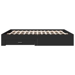Cadre de lit avec tiroirs sans matelas noir 200x200 cm 