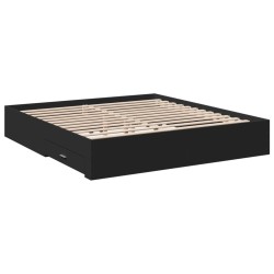 Cadre de lit avec tiroirs sans matelas noir 200x200 cm 