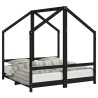 Cadre de lit pour enfant noir 2x(70x140) cm bois de pin massif 