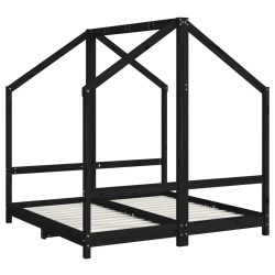 Cadre de lit pour enfant noir 2x(70x140) cm bois de pin massif 