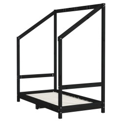 Cadre de lit pour enfant noir 2x(70x140) cm bois de pin massif 