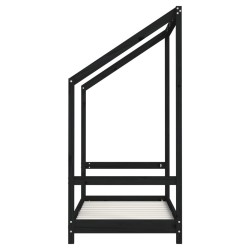 Cadre de lit pour enfant noir 2x(70x140) cm bois de pin massif 