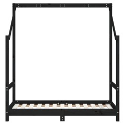 Cadre de lit pour enfant noir 2x(70x140) cm bois de pin massif 