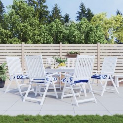 Coussins de chaise lot de 6 rayures bleues blanches 40x40x7 cm 