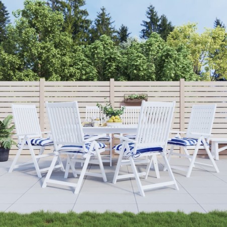 Coussins de chaise lot de 6 rayures bleues blanches 40x40x7 cm 