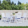 Coussins de chaise lot de 6 rayures bleues blanches 40x40x7 cm 