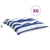 Coussins de chaise lot de 6 rayures bleues blanches 40x40x7 cm 