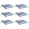 Coussins de chaise lot de 6 rayures bleues blanches 40x40x7 cm 