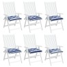 Coussins de chaise lot de 6 rayures bleues blanches 40x40x7 cm 