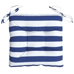 Coussins de chaise lot de 6 rayures bleues blanches 40x40x7 cm 