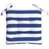 Coussins de chaise lot de 6 rayures bleues blanches 40x40x7 cm 