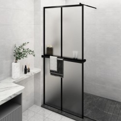 Paroi de douche avec étagère Noir 90x195 cm Verre ESG&Aluminium 