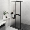 Paroi de douche avec étagère Noir 90x195 cm Verre ESG&Aluminium 