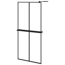 Paroi de douche avec étagère Noir 90x195 cm Verre ESG&Aluminium 
