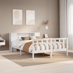 Lit bibliothèque sans matelas blanc 120x200 cm bois pin massif 