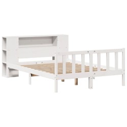Lit bibliothèque sans matelas blanc 120x200 cm bois pin massif 