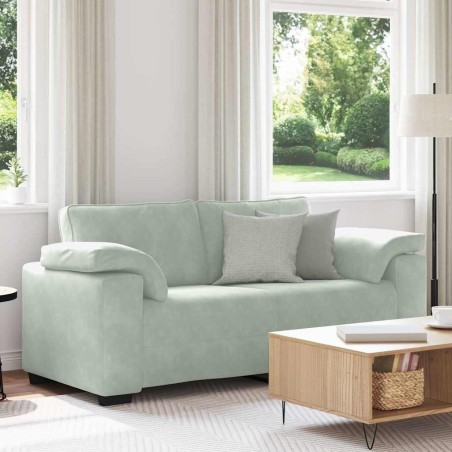 Canapé causeuse gris clair 140 cm velours 