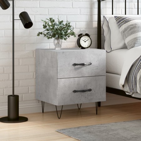 Table de chevet gris béton 40x35x47,5 cm bois d’ingénierie 
