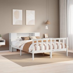 Lit bibliothèque sans matelas blanc 120x190 cm bois pin massif 