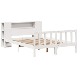 Lit bibliothèque sans matelas blanc 120x190 cm bois pin massif 