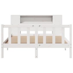 Lit bibliothèque sans matelas blanc 120x190 cm bois pin massif 