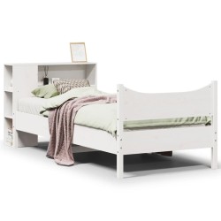 Cadre de lit sans matelas blanc 90x190 cm bois de pin massif 