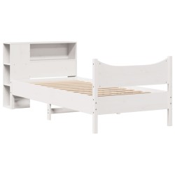 Cadre de lit sans matelas blanc 90x190 cm bois de pin massif 