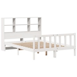 Lit bibliothèque sans matelas blanc 120x200 cm bois pin massif 