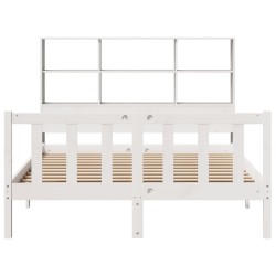 Lit bibliothèque sans matelas blanc 120x200 cm bois pin massif 
